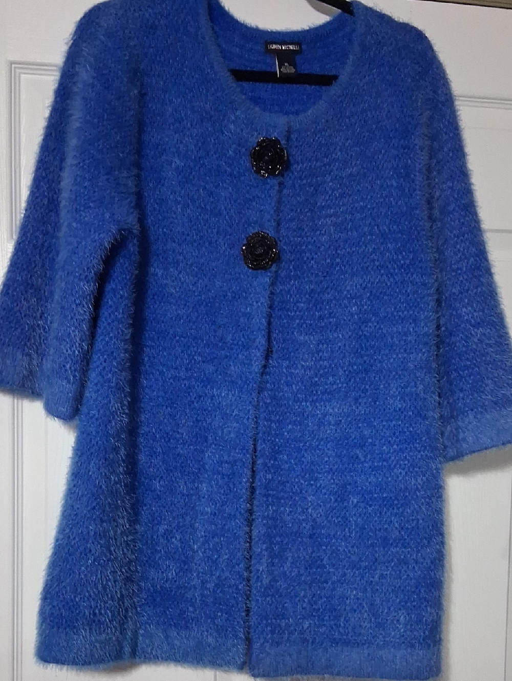 Lauren Michelle Royal Blue Fuzzy Knit Cardigan